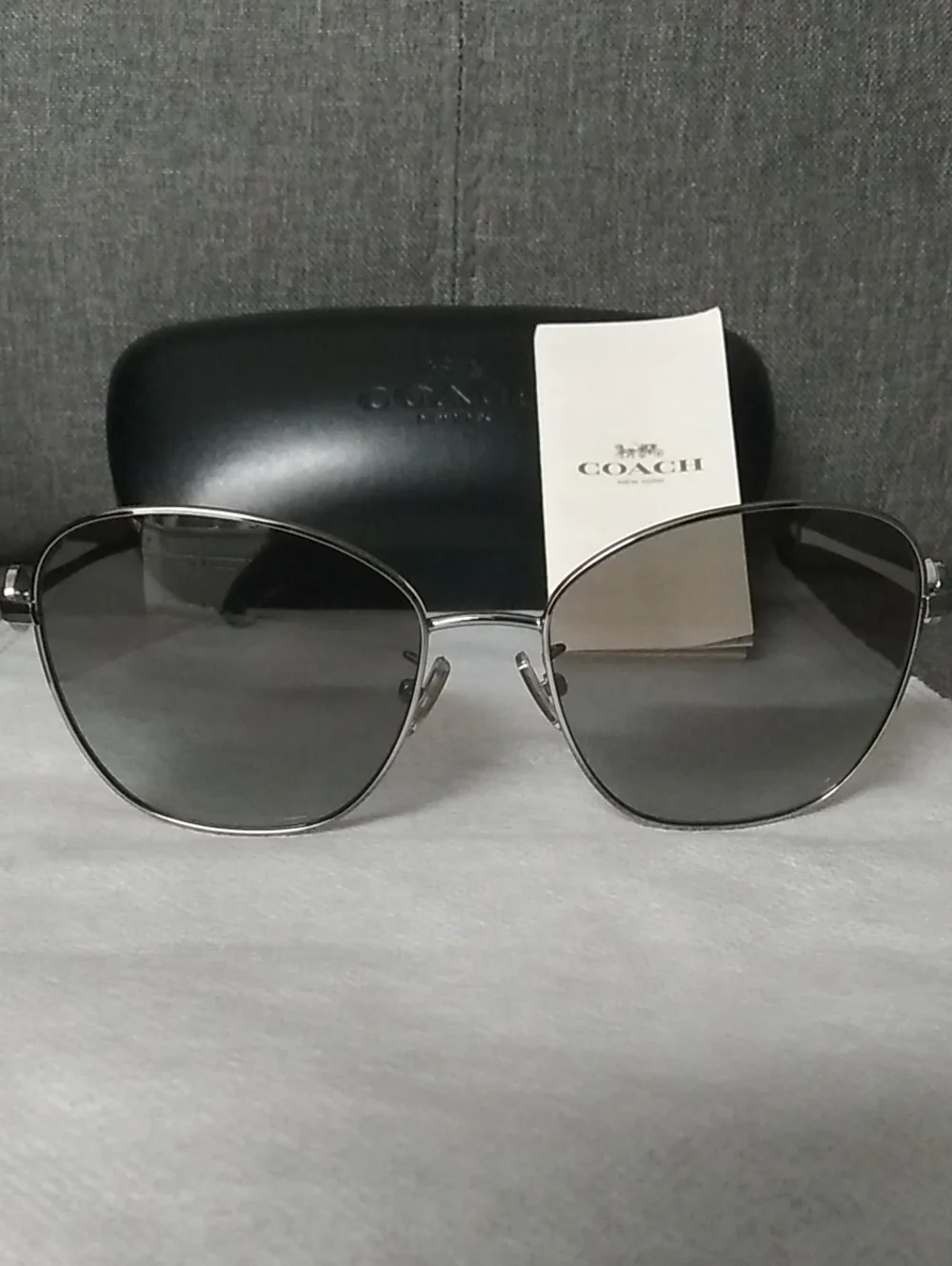COACH Woman's Silver Frame with Gray Gradient Lenses Sunglasses
